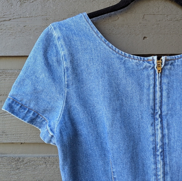 VTG 80s No Boundaries! Denim Bodycon Maxi Dress Size 3/4 - Picture 8 of 10